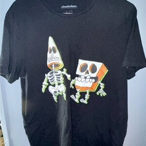Nickelodeon Black Tee with Skeleton Duo
